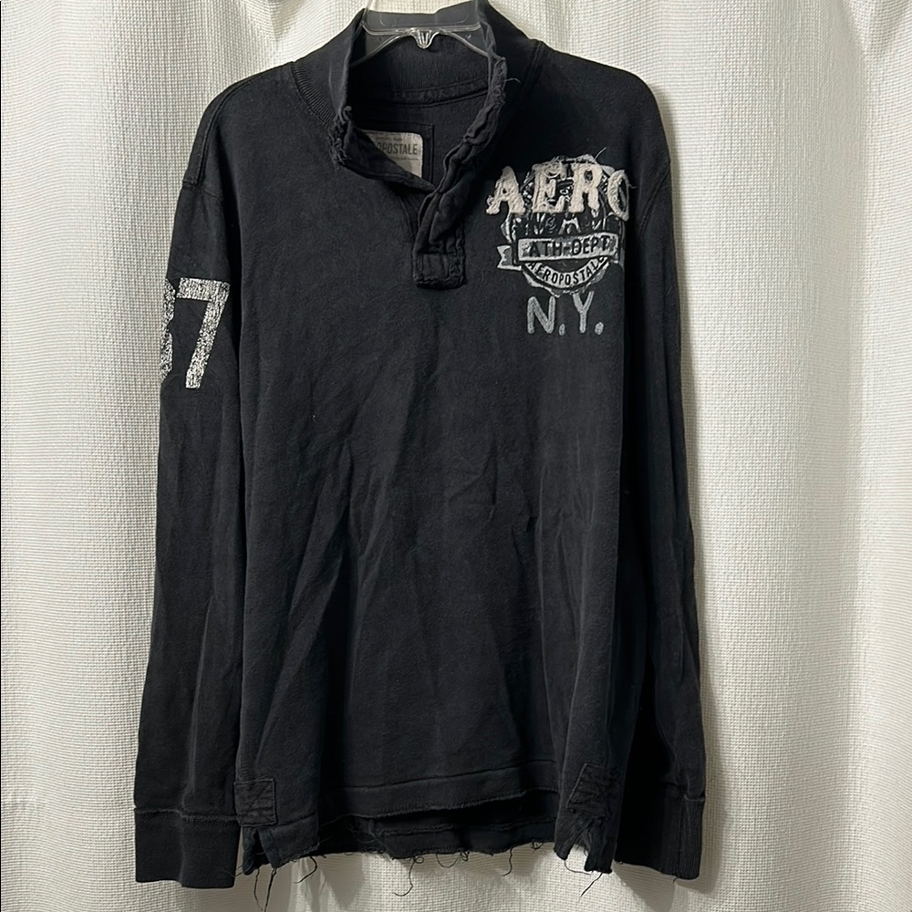 Aeropostale Men’s Distressed Pull-Over | Navy | Size L